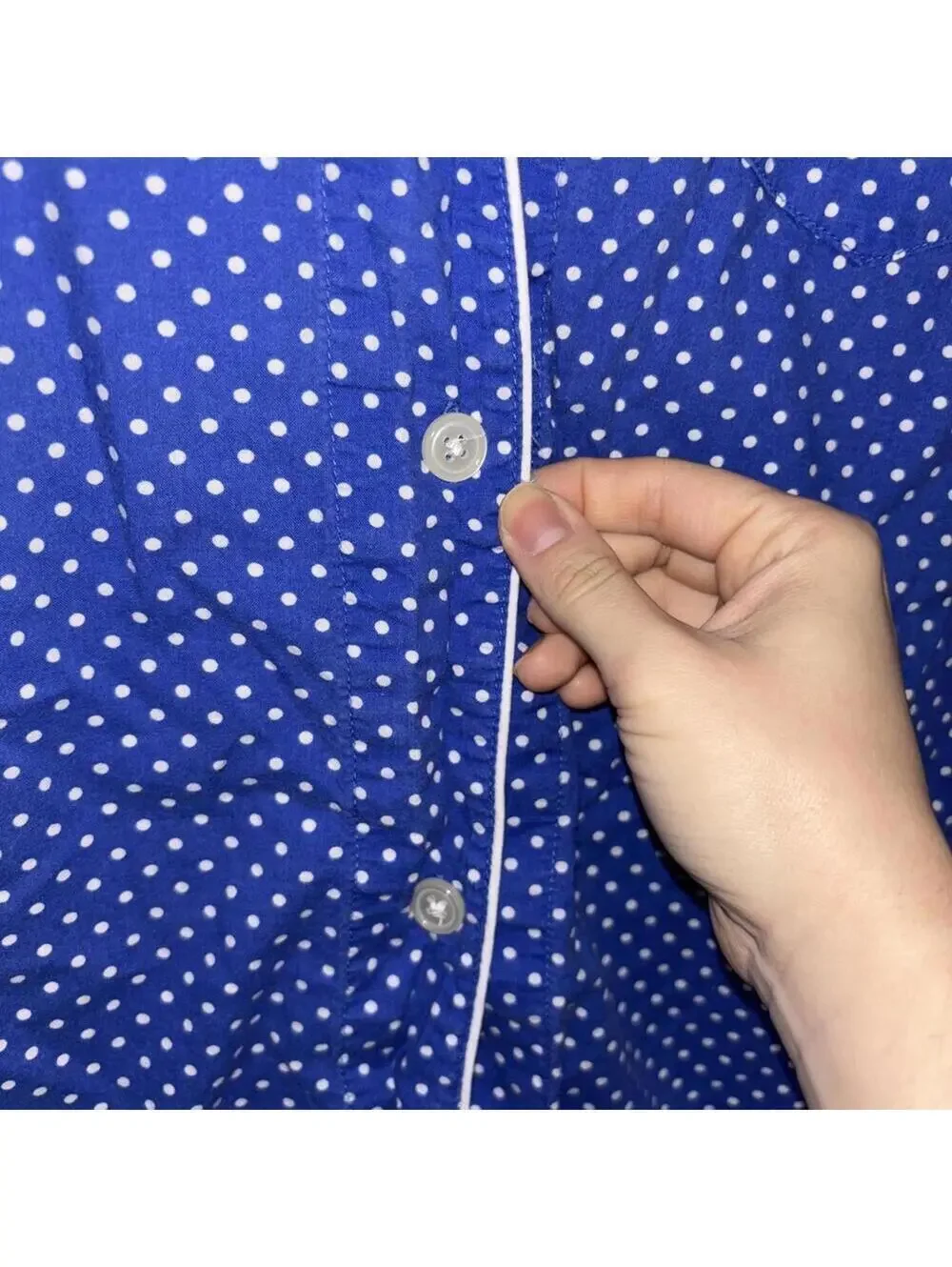🇺🇸Lauren Ralph Lauren blue and white polkadot pajama top dress sleepwear